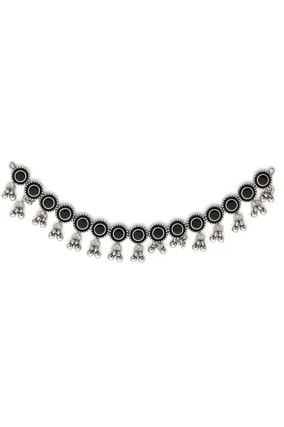 Women's Oxidised Black Stone Bead Choker