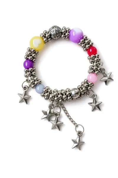 Women's Oxidised Star Charm Bead Bracelet