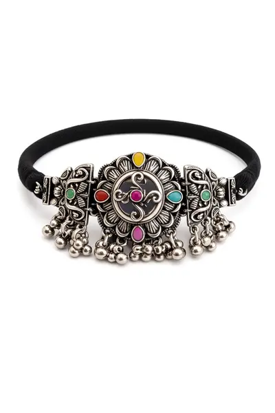 Women's Oxidised Multicolour Floral Thread Choker