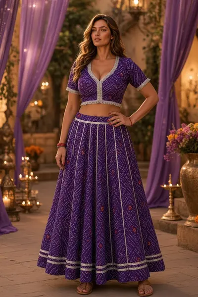 Women's Purple and Silver Lehenga Choli